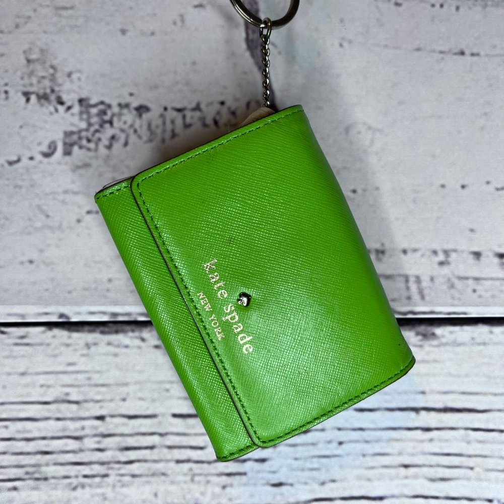 Kate Spade Green Tavy Small Wallet Card Holder Coin Purse Keychain